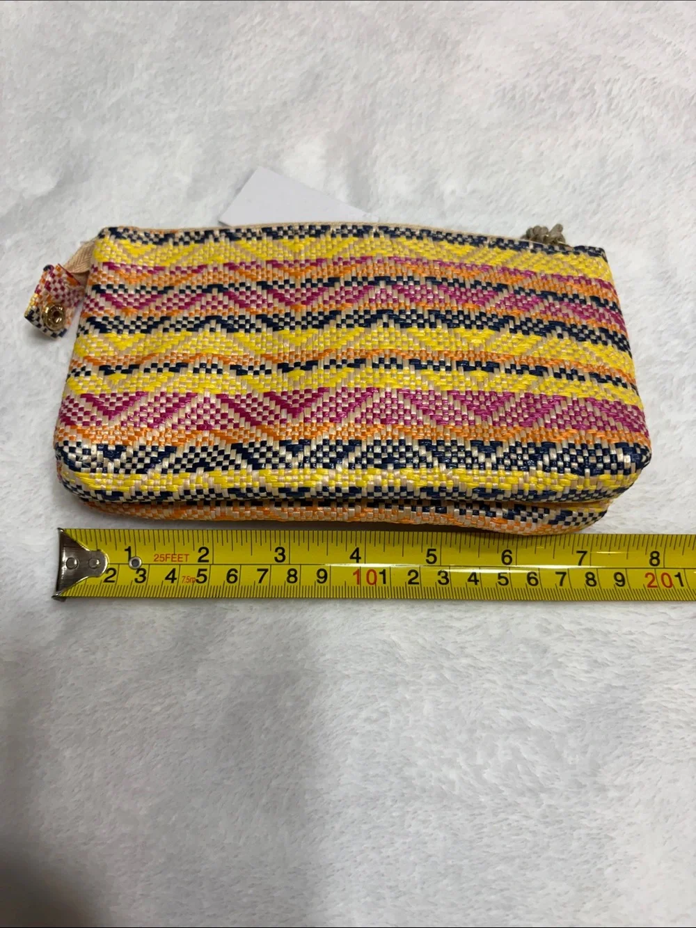 Multicolor Woven Cosmetic Pouch - Yellow Pink Navy
